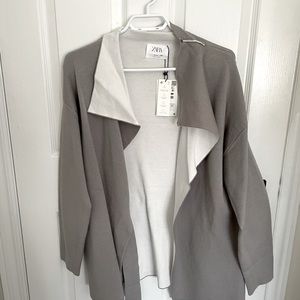 Zara kids grey tie up overcoat